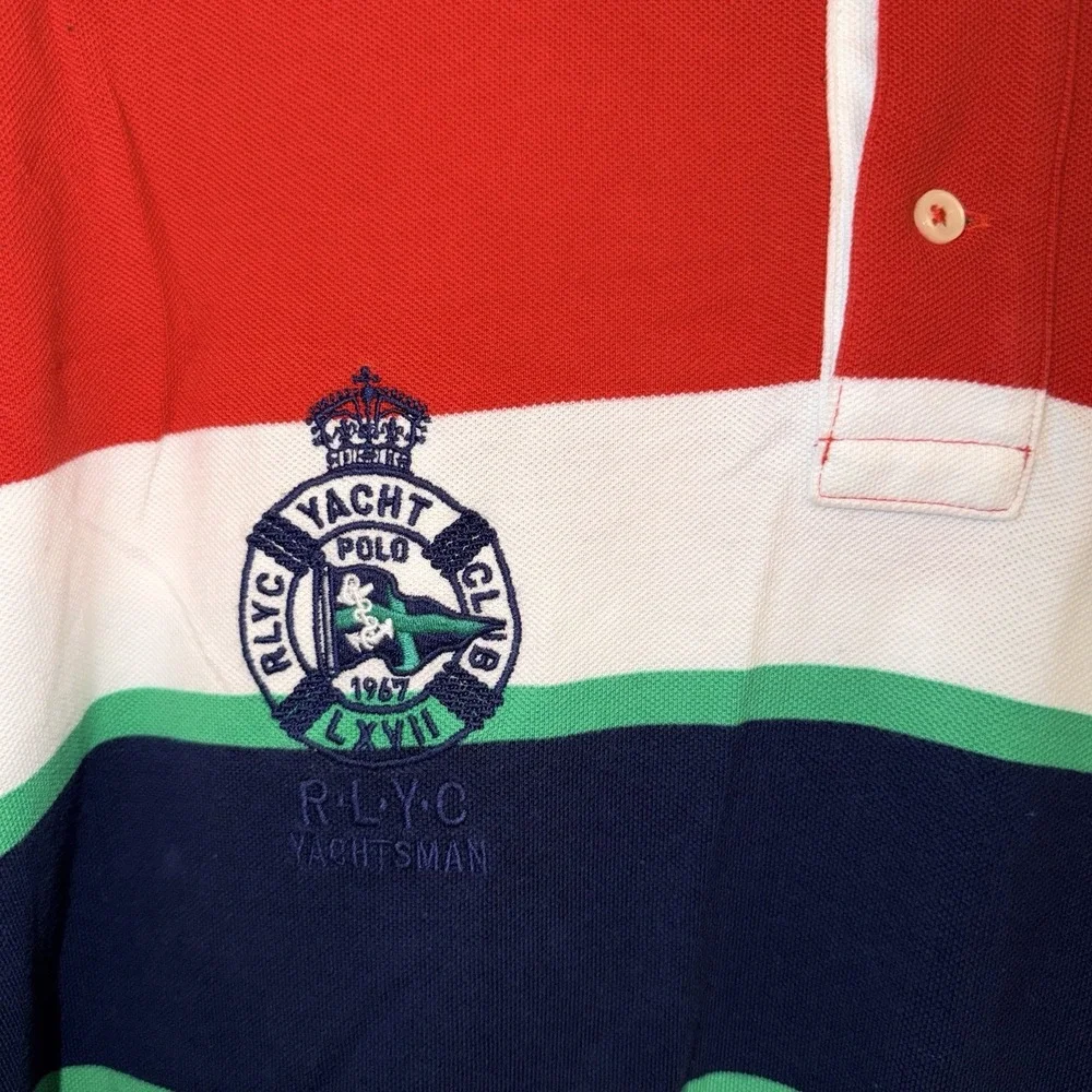 Polo Ralph Lauren Shirt Men 2XL Yacht Club Big Pony Crest Preppy Striped